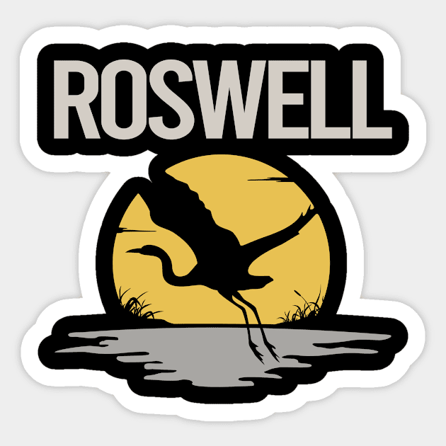 Flying Stork Roswell Sticker by flaskoverhand